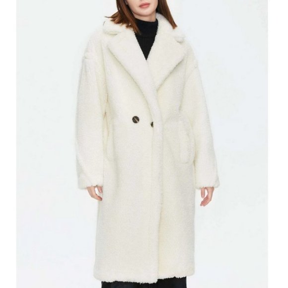 Cream Faux fur oversized button front pocket Teddy Coat - Picture 9 of 11